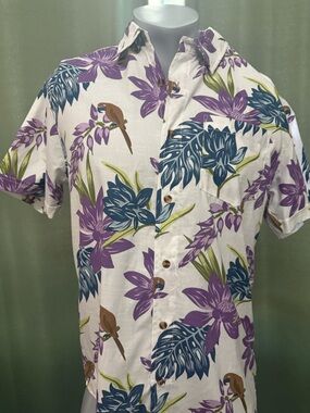 Oliver & Burke Men's Tropical Floral Short-Sleeve Shirt - Purple/Blue